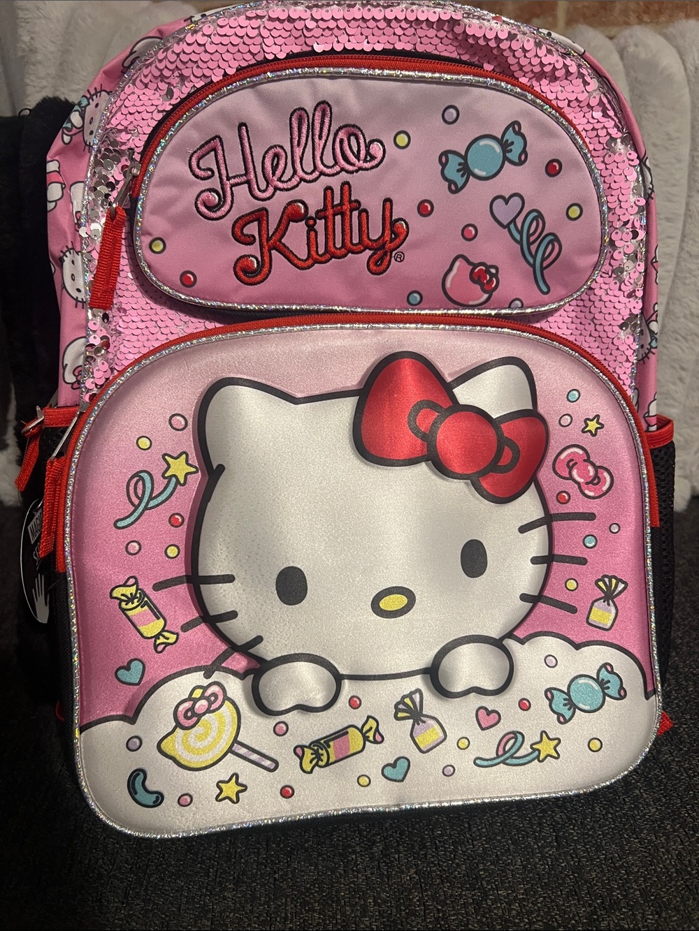 Hello Kitty Pink women  Backpack with Sequins